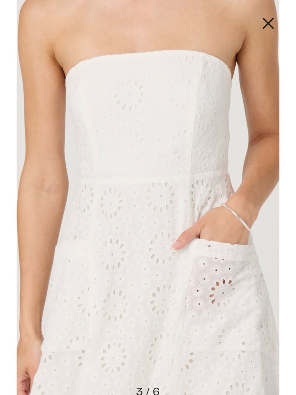 Astr Strapless White Eyelet A-Line Midi Dress NWT - Picture 2 of 6
